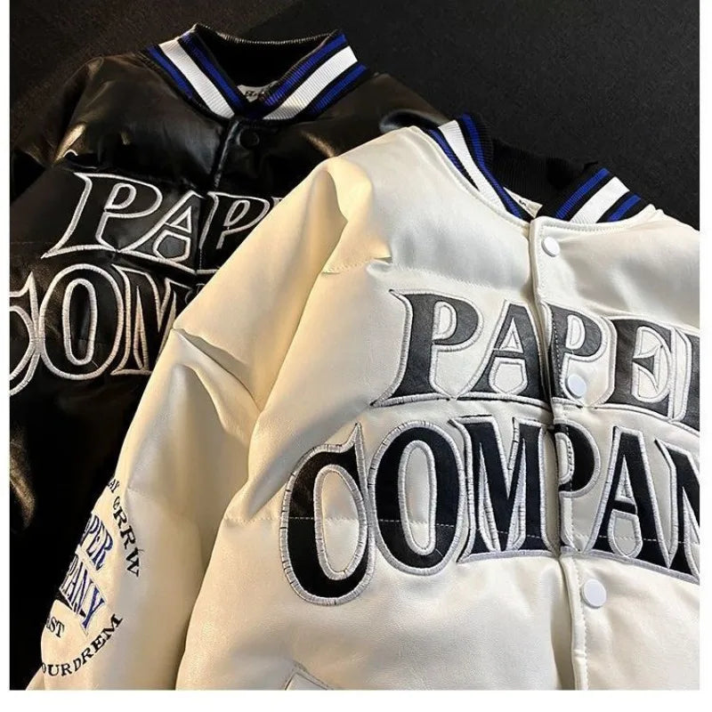 Chaqueta fluffy puffy de cuero, Y2k, Streetwear