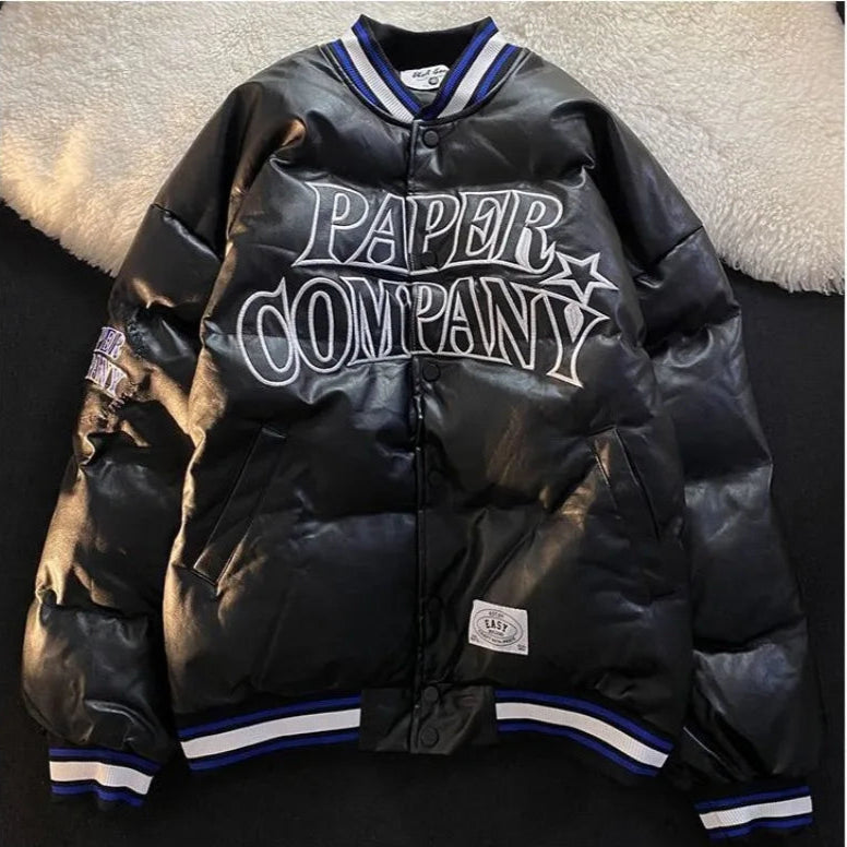 Chaqueta fluffy puffy de cuero, Y2k, Streetwear