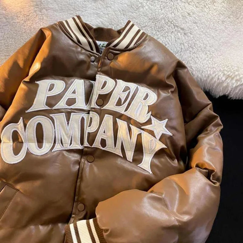 Chaqueta fluffy puffy de cuero, Y2k, Streetwear