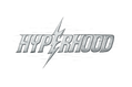 un estilo streetwear combinado con Y2K, el nombre es HYPERHOOD y tiene como estilo letra glitch, color blanco metalico y con un rayo integrado en la segunda letra H